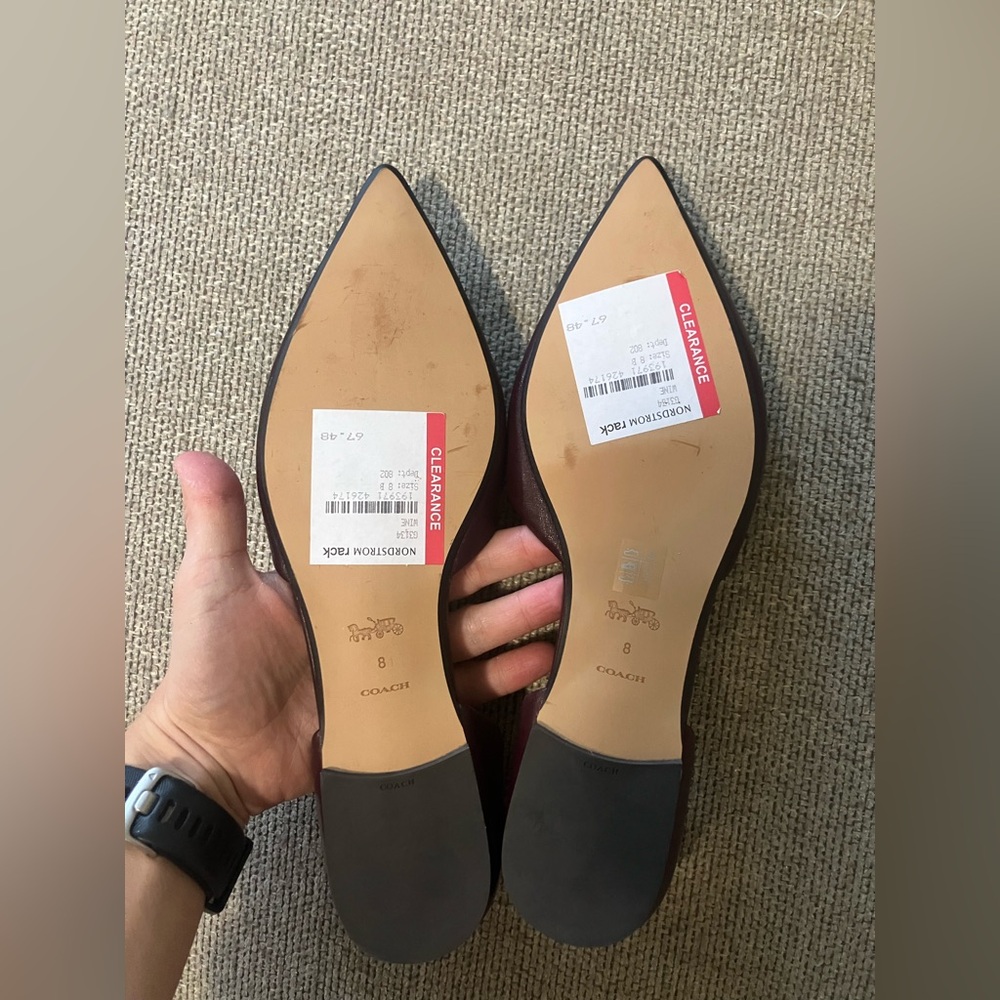 NWT Coach Pointed Flat in Wine - Picture 3 of 3